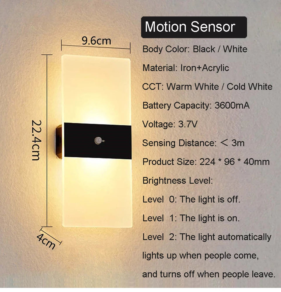 YooE USB Rechargeable LED Wall Lamp