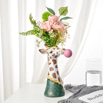 Zebra Giraffe Resin Bubble Art Vase