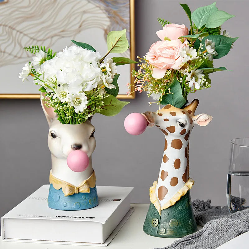 Zebra Giraffe Resin Bubble Art Vase