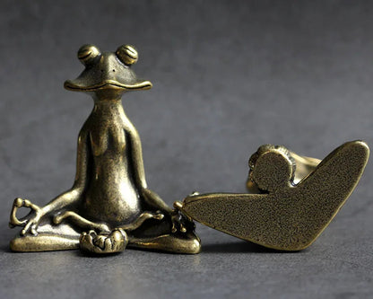 Zen Brass Frog Statue Incense Burner