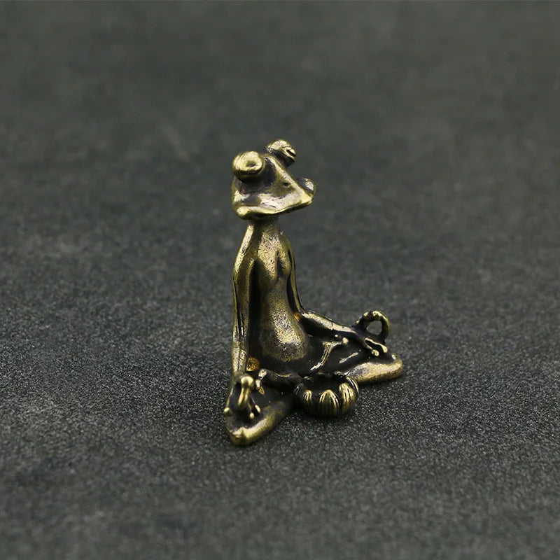 Zen Brass Frog Statue Incense Burner