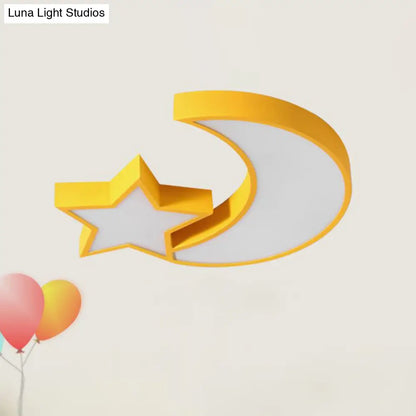 ديكور بايتس™ ديكور بايتس™ توهج سماوي للأطفال: مصباح سقف LED على شكل نجمة وقمر مصنوع من الأكريليك مثبت على الحائط 