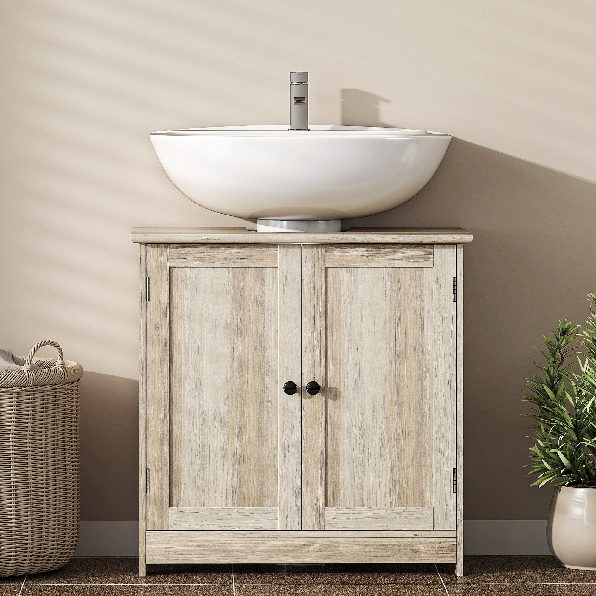 Wood Vanity Cabinet Elegant Design Bathroom