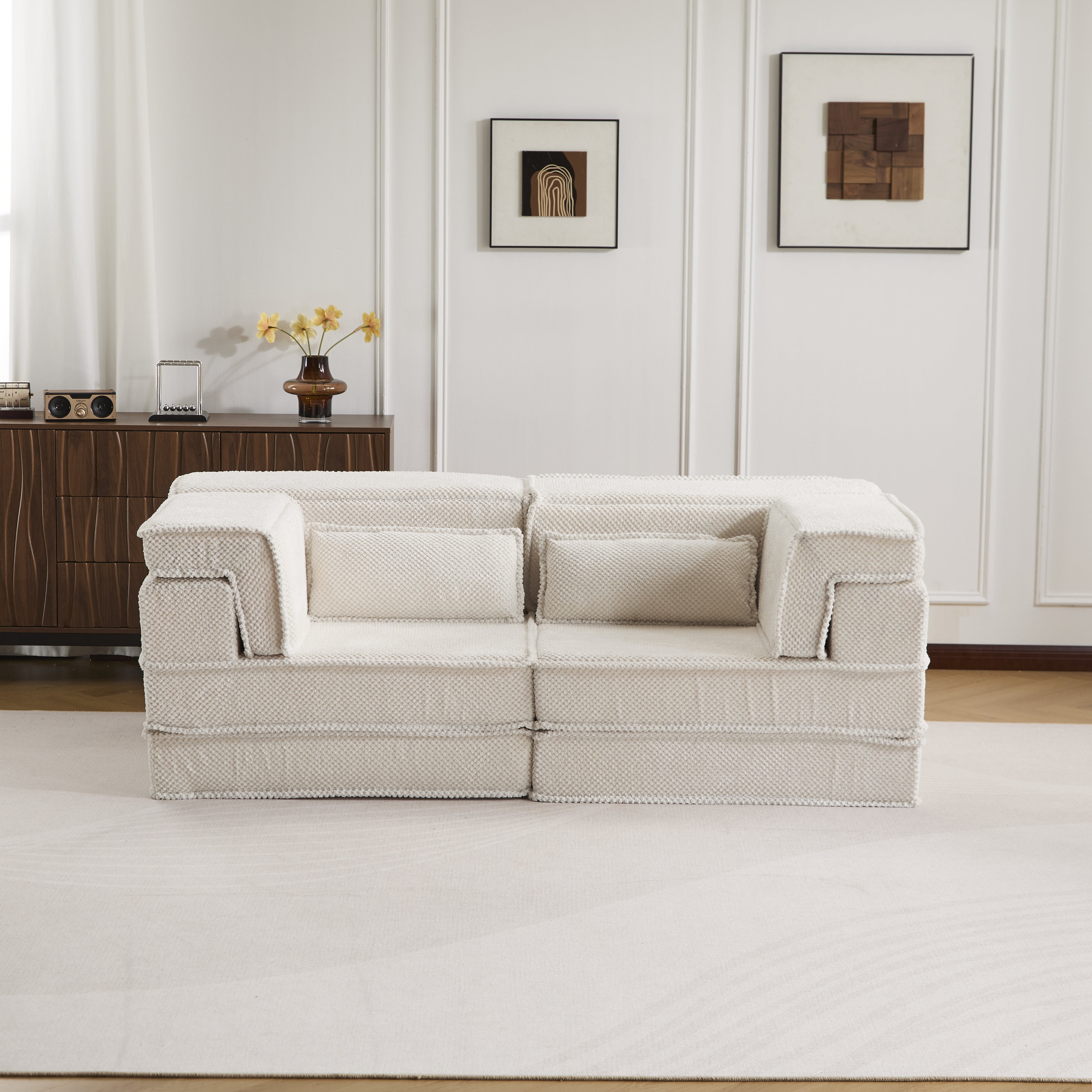 White Modular Loveseat