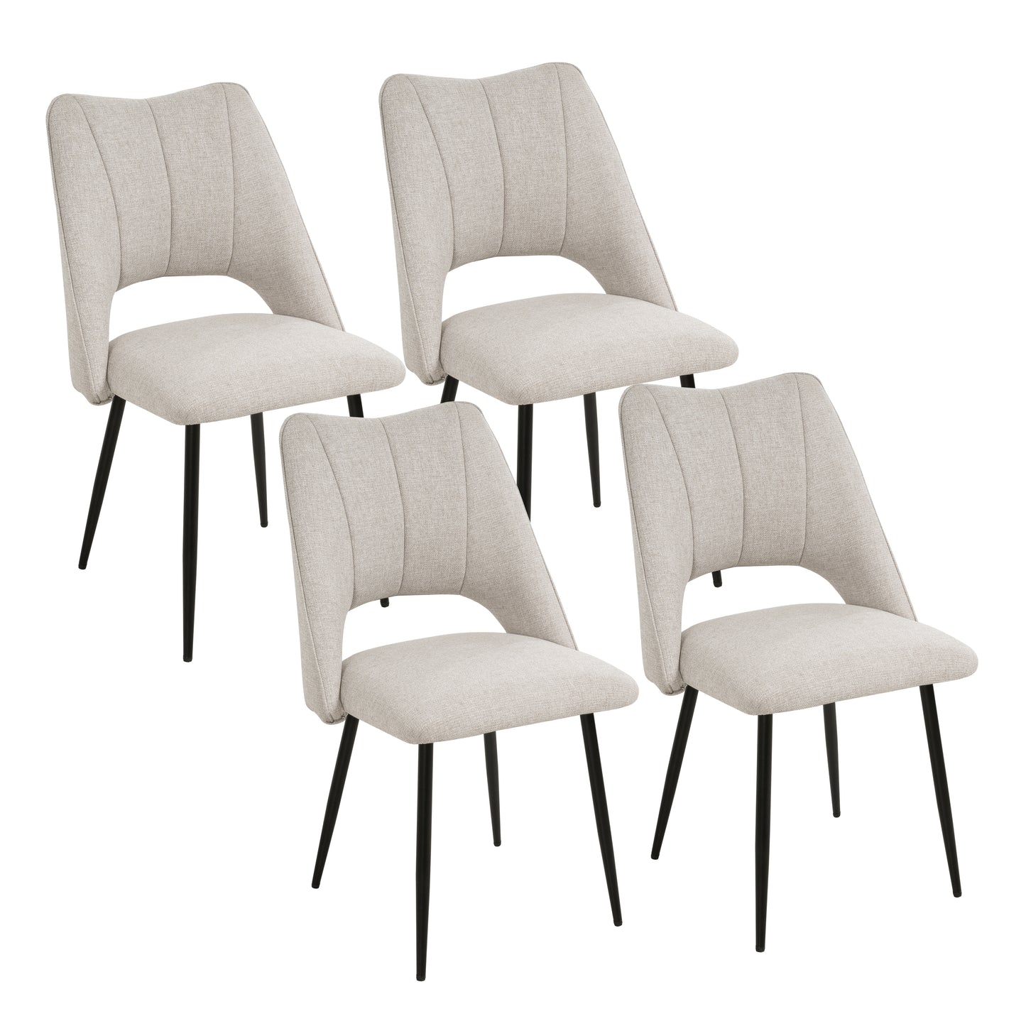 4-Chair Set Combination, Modern And Simple, With High Resilience Filling, Metal Legs, Adjustable Feet, Suitable For Kitchens And Dining Rooms,  Beige
