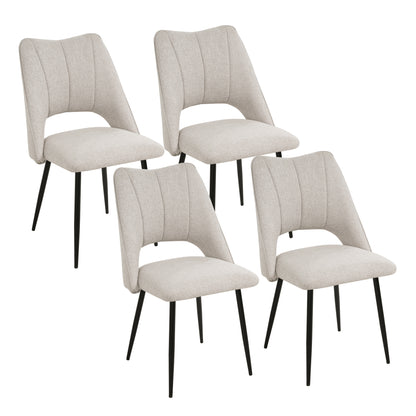4-Chair Set Combination, Modern And Simple, With High Resilience Filling, Metal Legs, Adjustable Feet, Suitable For Kitchens And Dining Rooms,  Beige
