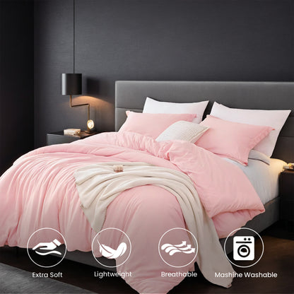Pink Extra Large Duvet Cover Set Crafted From Premium Colorfast Fabric That's Breathable, Fade-resistant And Luxuriously Soft. Features Modern Luxury Hotel Design Suitable For All Seasons. Perfect For