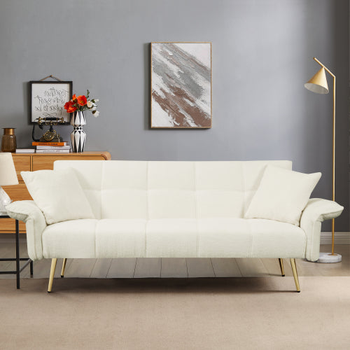 70.1 Pulgadas Futón Sofá Cama, Sofá Cama Doble Convertible con Reposabrazos Plegables para Salas de Estar y Espacios Pequeños