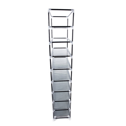 Narrow Shoe Rack With Nonwoven Fabric Covers 10 Tiers Tall Shoe Rack For Closet Entryway Sturdy Shoe Rack Organizer Holds 20-27 Pairs Free Standing Shoe Storage Cabinet Grey