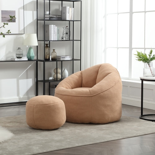Foam Bean Bag Sofa Chair Tan Portable Design