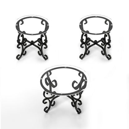 3 Piece Tempered Glass Surface Coffee Table Set Decor Coffee Table