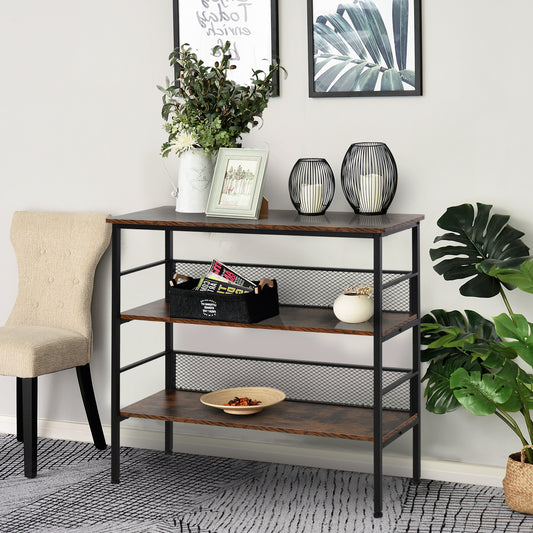3-Tier Console Table Industrial Style Storage Shelf with a Robust Multi-Functional Design & Adjustable Feet