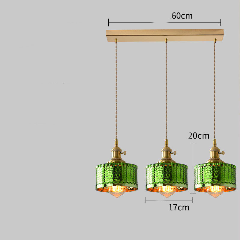 Copper Glass Chandelier Retro Style Multi-Size