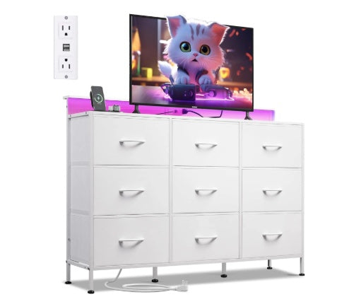 Fabric Drawer LED TV Stand