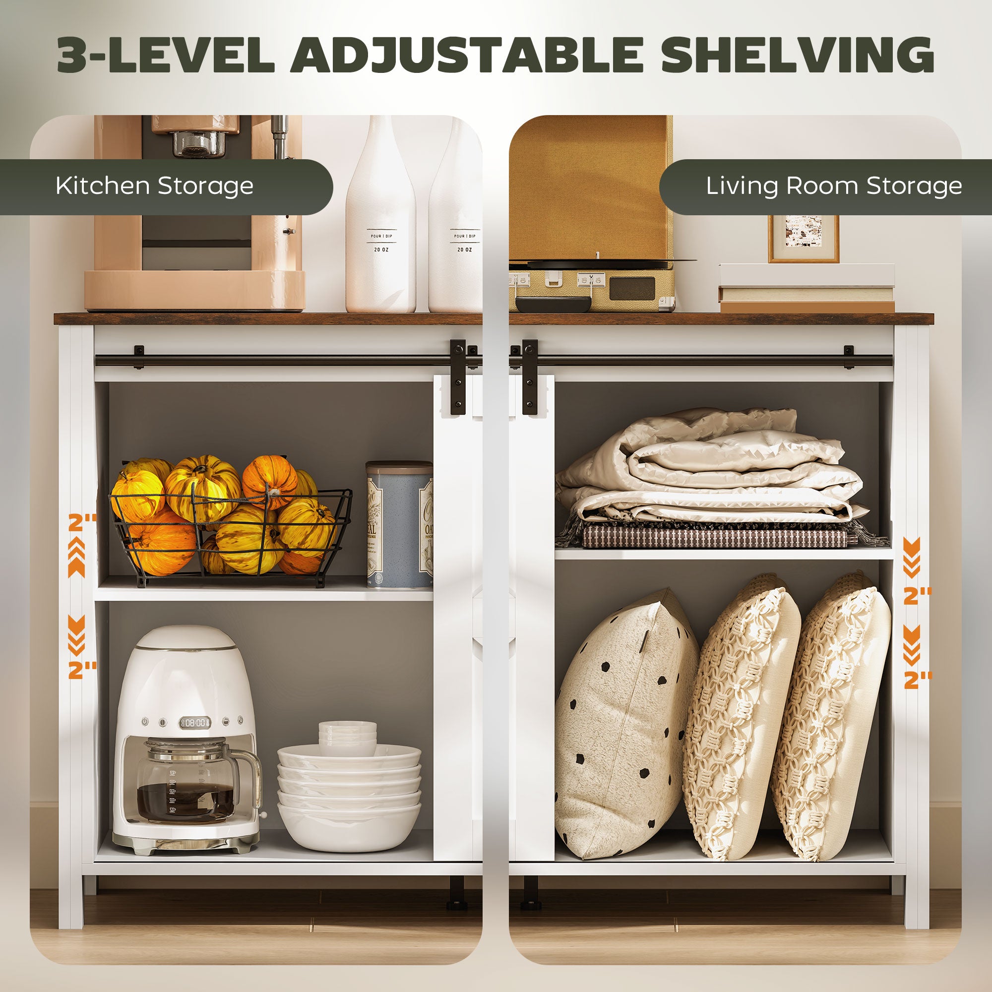 Cream Farmhouse Buffet Cabinet