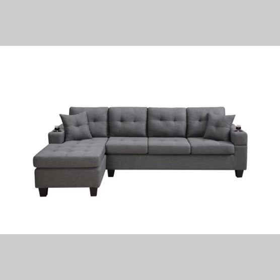 Gray Fabric Sectional Sofa