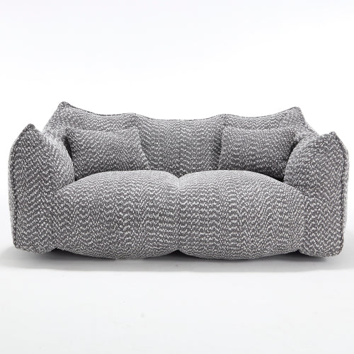 Sofá-Cama de Bolas de Felpa Comprimida - Relleno de Espuma de Alta Resiliencia, Silla de Salón de Boucle Ultra Suave para Una o Dos Personas, Asiento Acogedor para la Sala de Estar para Leer, Jugar y Relajarse, Ahorro de Espacio por Vacío