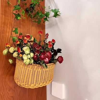 Three-piece Set Of Imitation Rattan Wall-mounted Storage Baskets And Plastic Woven Hanging Baskets