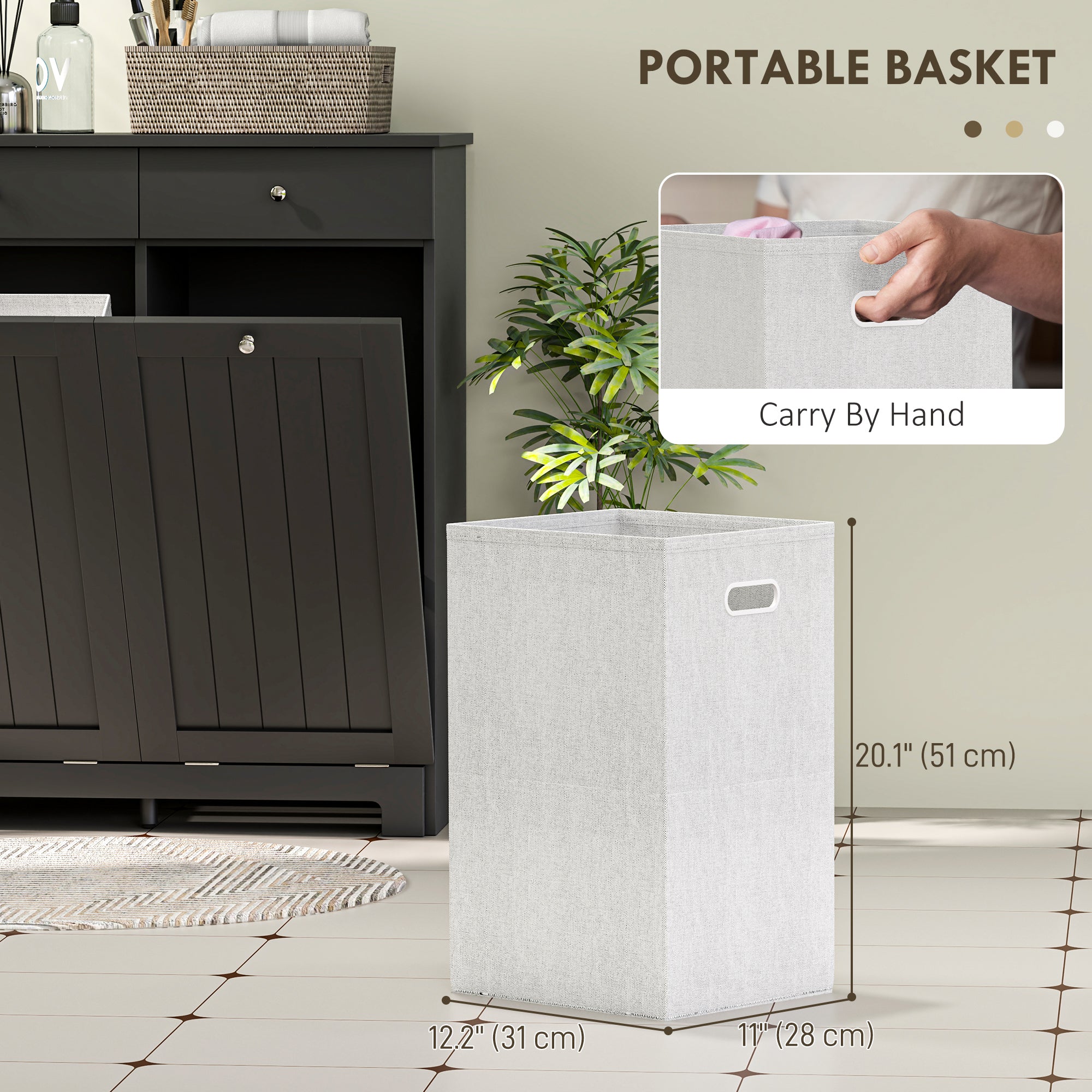 White Double Hamper Cabinet