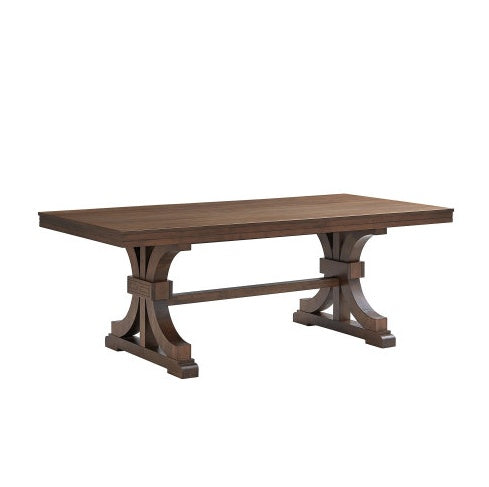 78.74 Mesa Rectangular de Roble de Goma para 6-8 Personas con Base de Caballetes de Madera, Mesa de Madera para Cocina de Estilo Moderno de Mediados de Siglo, Mesa de Cena para Comedor, Sala de Estar, ROBLE