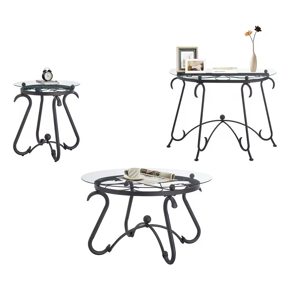 Black Glass Console Table