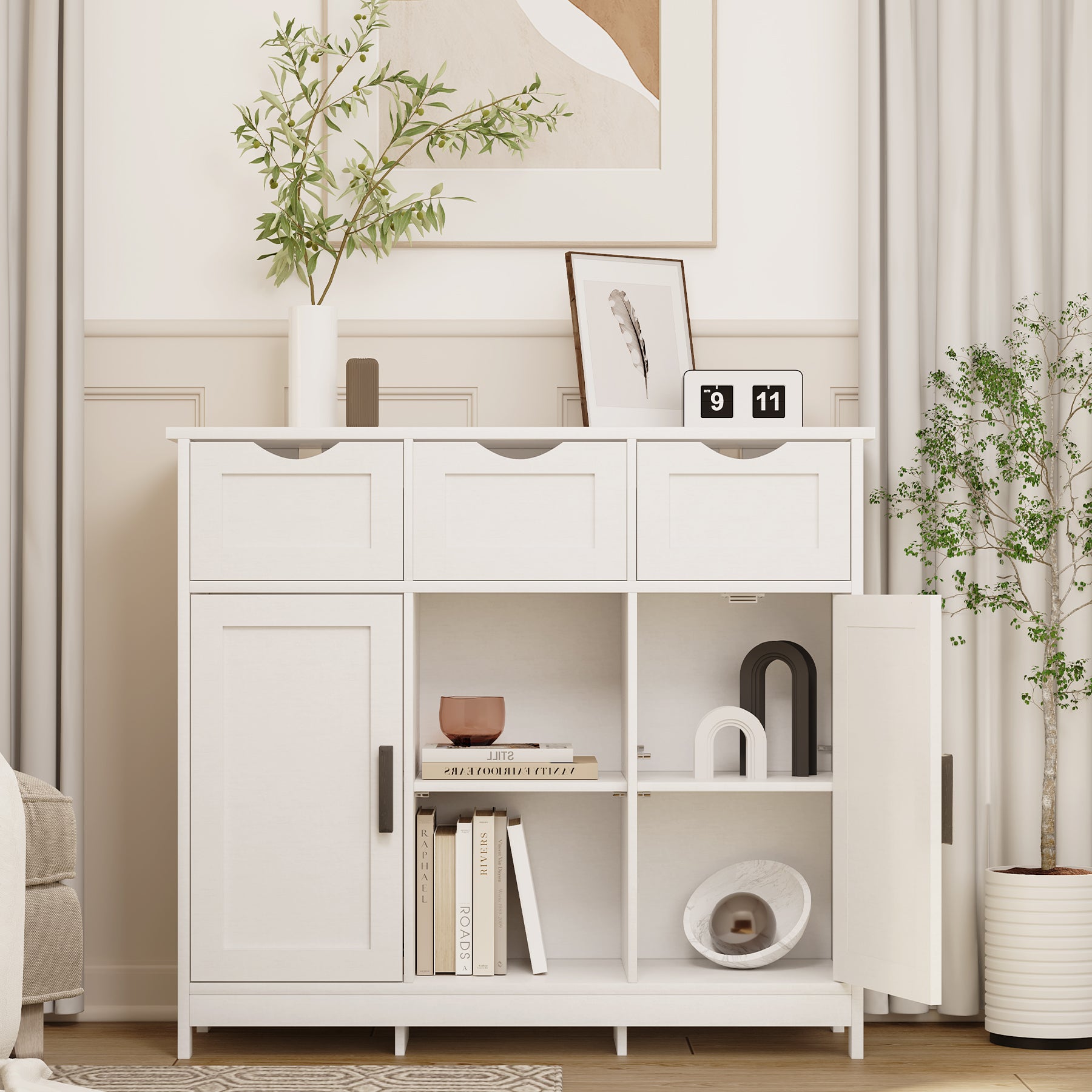 Versatile Wood Storage Cabinet