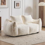 Sofá Gigante de Puf para Adultos, Sofá de Puf Loveseat Ultra Suave y Esponjoso, Silla de Reposo Oversized para Interiores en Sala de Estar o Dormitorio, No Requiere Ensamblaje, Silla Cómoda para Lectura con Almohadas, Blanco