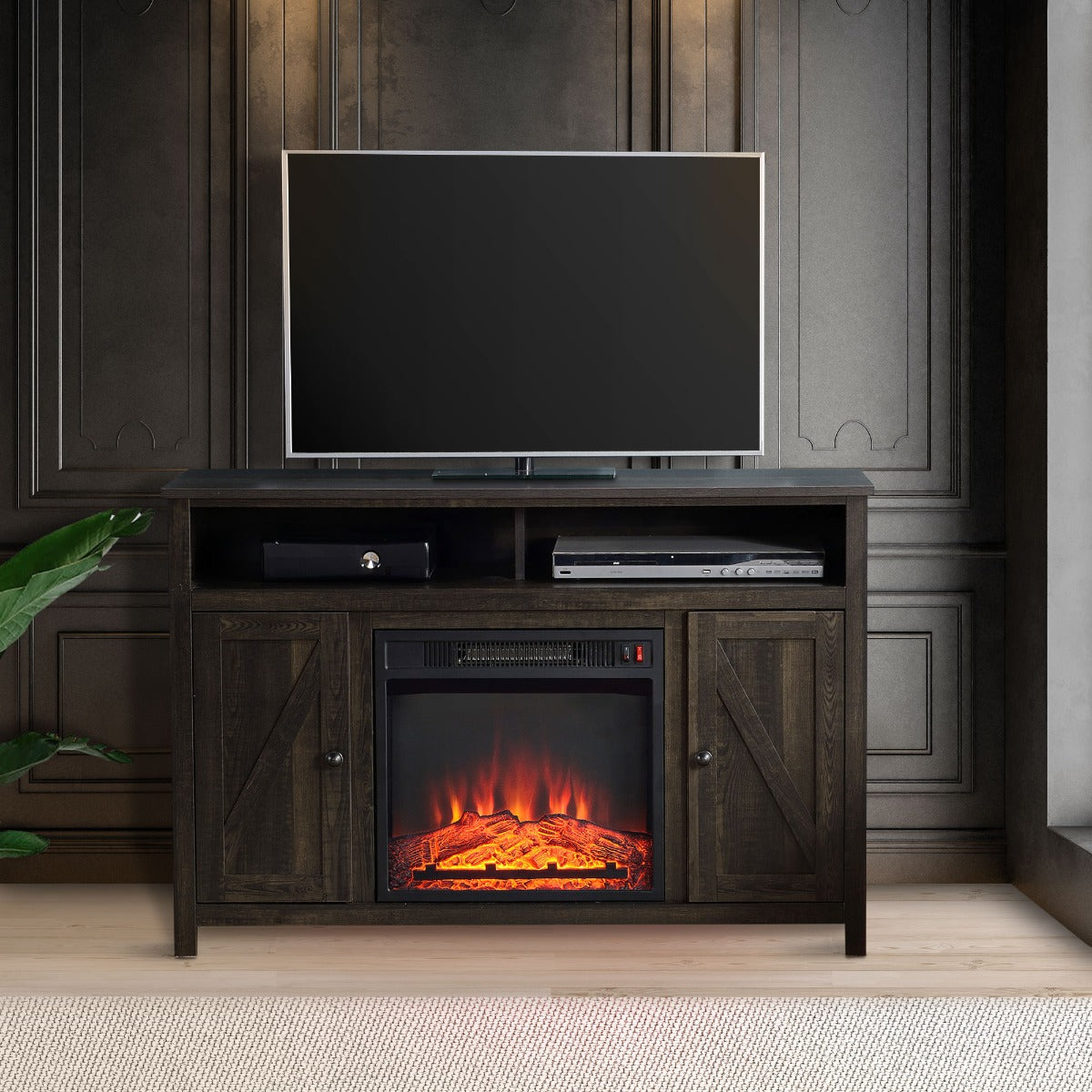 Walnut Electric Fireplace TV Stand
