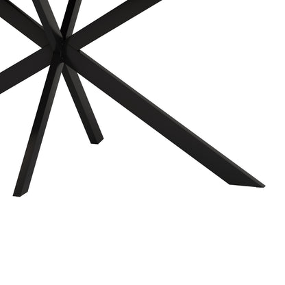 55.11-70.86 Retro Rectangular Stretch Dining Table, Grey Carole Top With Black Embossed Center Pl