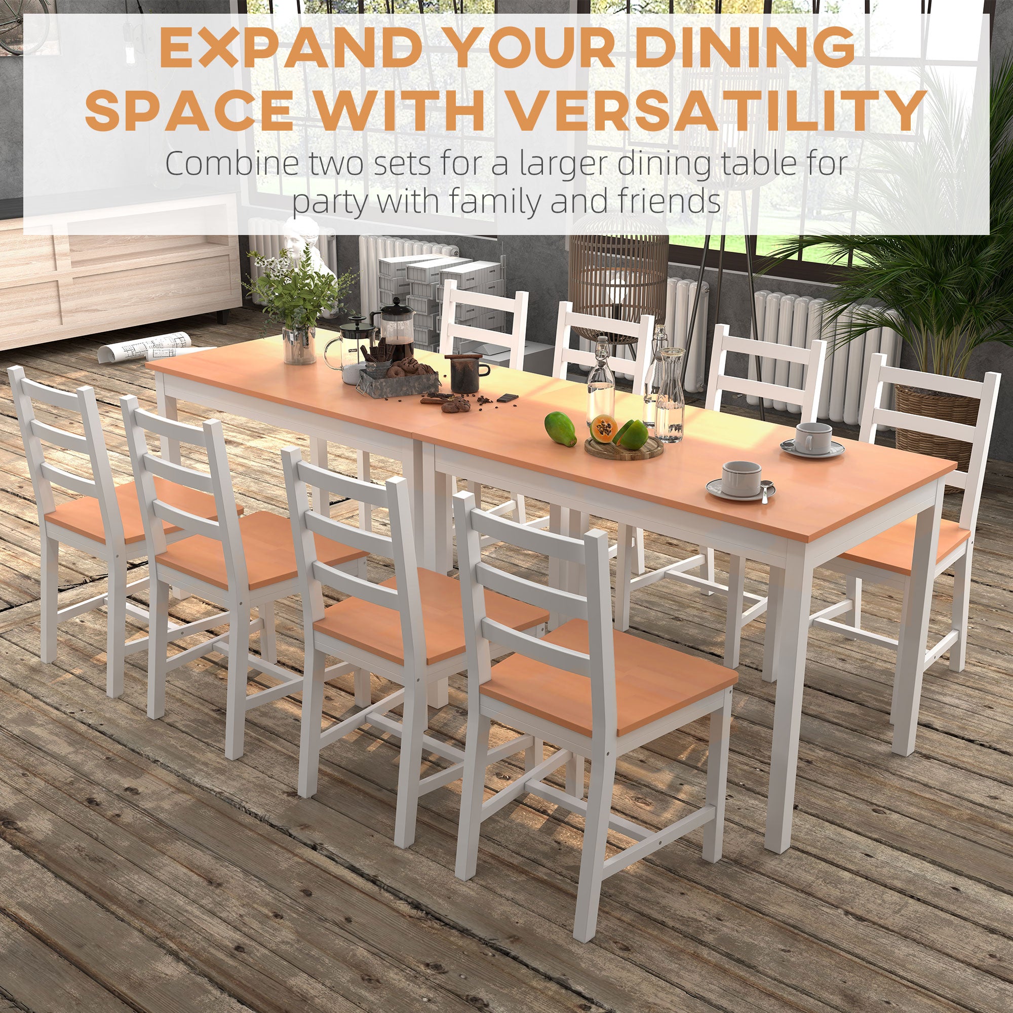 Wood Slatted Dining Set