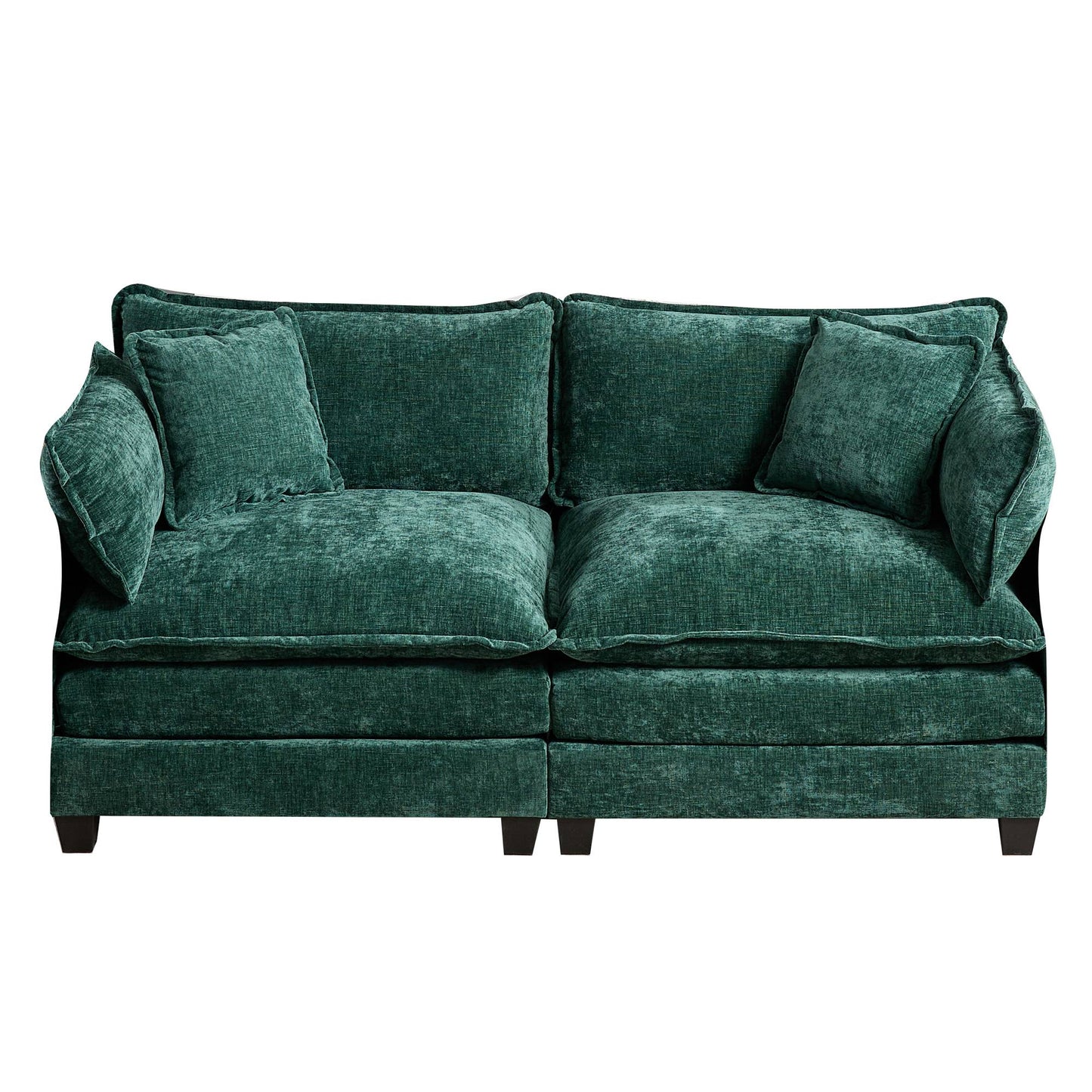 Cloud Sofa Two Seats Armrests Are Not Included, Modern Sectional Couch, For Living Room Bedroom And Apartment, Comfy Double Layer Upholstered Seat Cushion, Breathable Chenille Fabric, Green