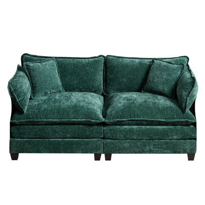 Cloud Sofa Two Seats Armrests Are Not Included, Modern Sectional Couch, For Living Room Bedroom And Apartment, Comfy Double Layer Upholstered Seat Cushion, Breathable Chenille Fabric, Green