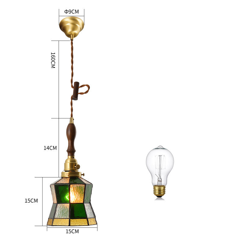 Brass Hand-Blown Glass Chandelier Light