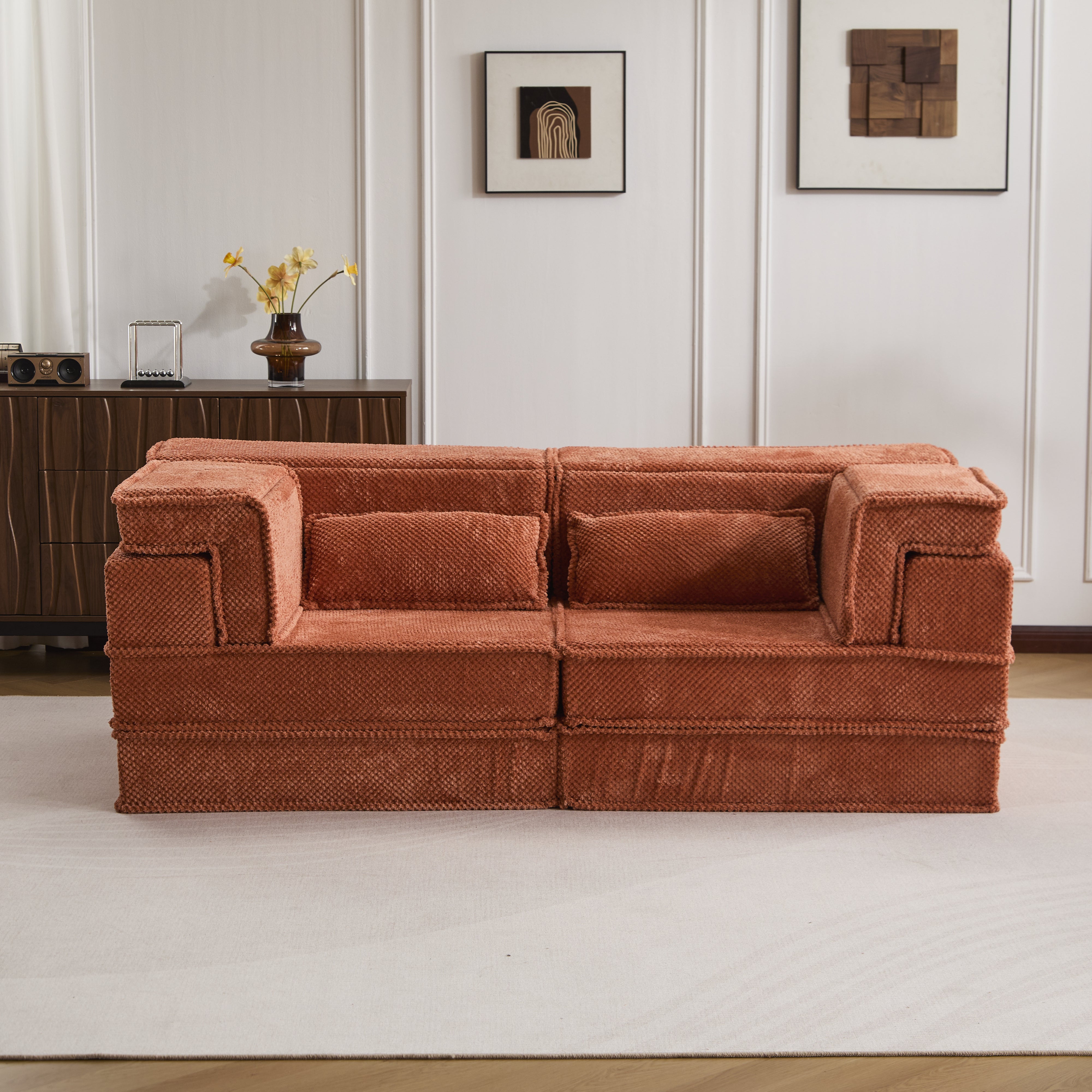 Orange Modular Loveseat