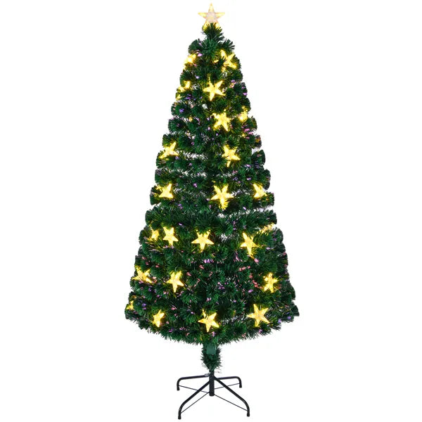 Fiber Optic Spruce Tree With Large Stars