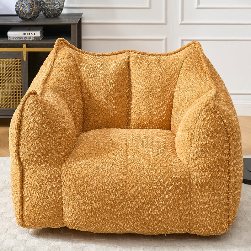 Sofá-Cama de Habichuelas de Peluche Comprimido - Relleno de Espuma de Alta Resiliencia, Silla de Salón de Boucle Ultra Suave para Una o Dos Personas, Asiento Acogedor para la Sala de Estar para Leer, Jugar y Relajarse, Ahorro de Espacio por Vacío