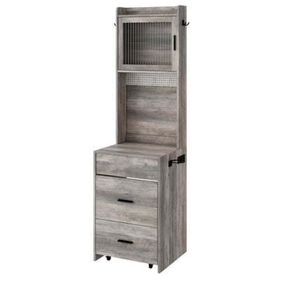 Gray Hemp Faced Particleboard With Triamine 2 Pull 1 Door 1 Flip LED 3 Tone Light Touch Mirror Dressing Table Set