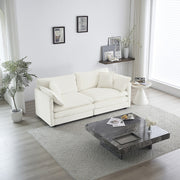 White Fabric Loveseat Sofa