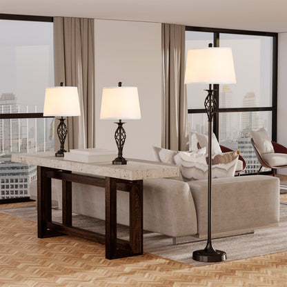 3 Piece Table Floor Lamp Set with Pole
