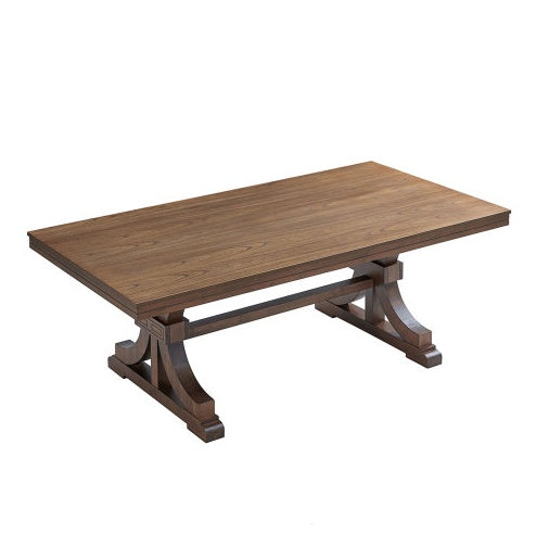 78.74 Mesa Rectangular de Roble de Goma para 6-8 Personas con Base de Caballetes de Madera, Mesa de Madera para Cocina de Estilo Moderno de Mediados de Siglo, Mesa de Cena para Comedor, Sala de Estar, ROBLE