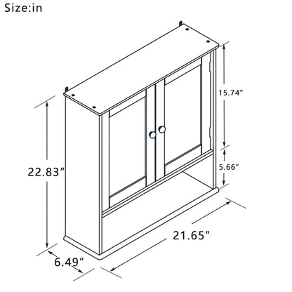 Bathroom Wall Cabinet With Double Mirror Doors And Shelves