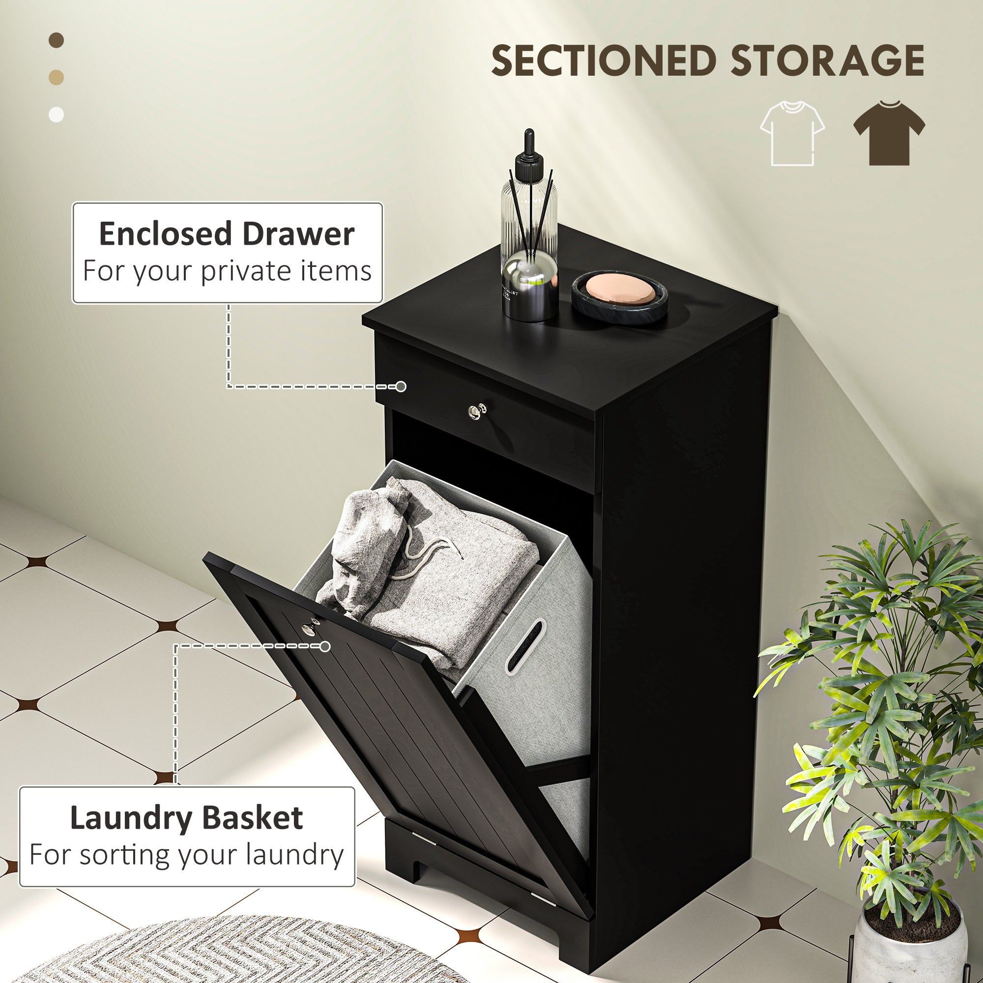 White Laundry Hamper Cabinet