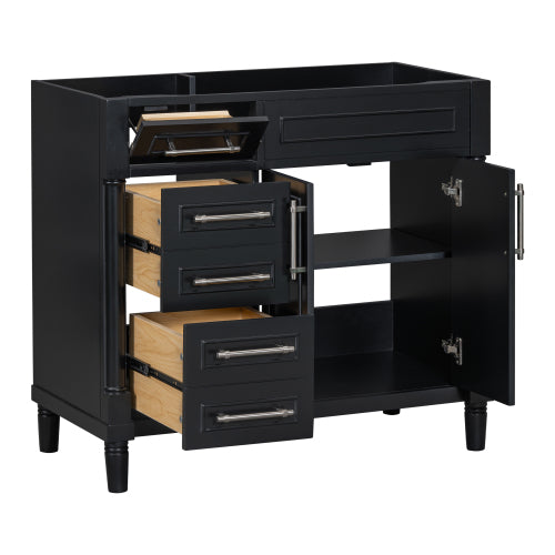 36'' Bathroom Vanity Without Sink, Freestanding Bathroom Storage Cabinet With 2 Drawers And A Tip-out Drawer, Solid Wood Frame Vanity Only, Height Adjustable Shelf