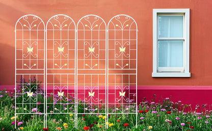 4 Pack Metal Garden Trellis 86.7" X 19.7" Rustproof Trellis For Climbing Plants Outdoor Flower Support