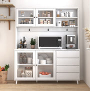 White Kitchen Hutch Cabinet Spacious Storage Kitchen