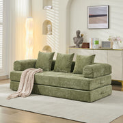 Sofá Colchón Plegable Convertible Cómodo, Sofá Cama para el Suelo, Sofá para el Suelo de Chenille con Reposabrazos, Sofá Lounge para el Suelo para Sala de Estar, Dormitorio, Lounge, Estudio-Verde
