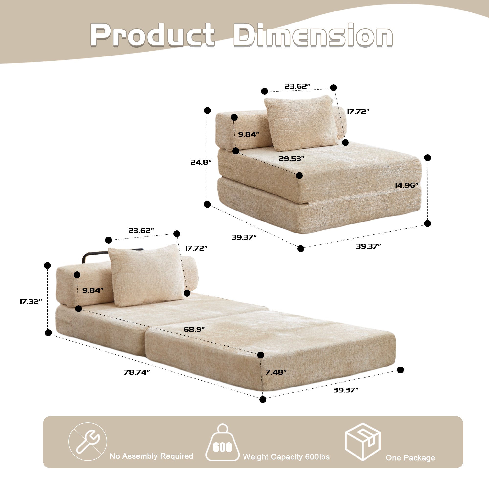 Beige Chenille Sofa