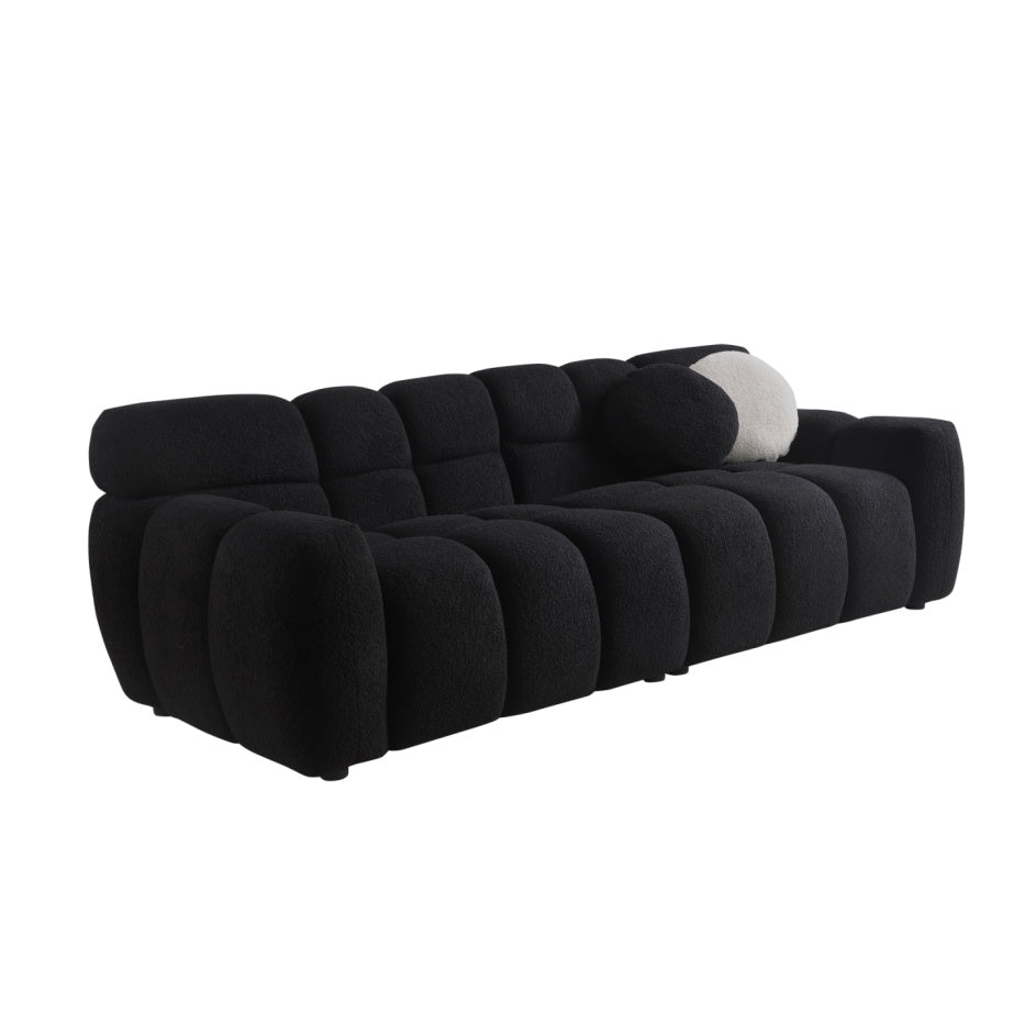 87.4 Length ,35.83inch Deepth ,human Body Structure For USA People, Marshmallow Sofa,boucle Sofa ,3 Seater, Black BOUCLE