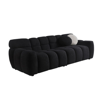 87.4 Length ,35.83inch Deepth ,human Body Structure For USA People, Marshmallow Sofa,boucle Sofa ,3 Seater, Black BOUCLE