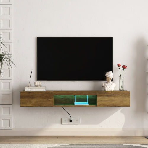 Brown LED Floating TV Stand